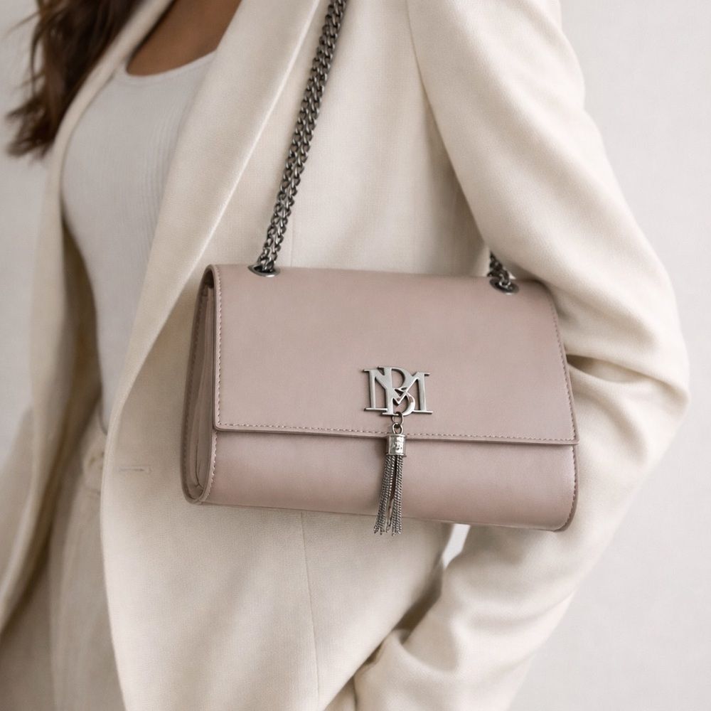 Badgley Mischka Taupe Chain Strap Clutch Crossbody NWT shoulder crossbody